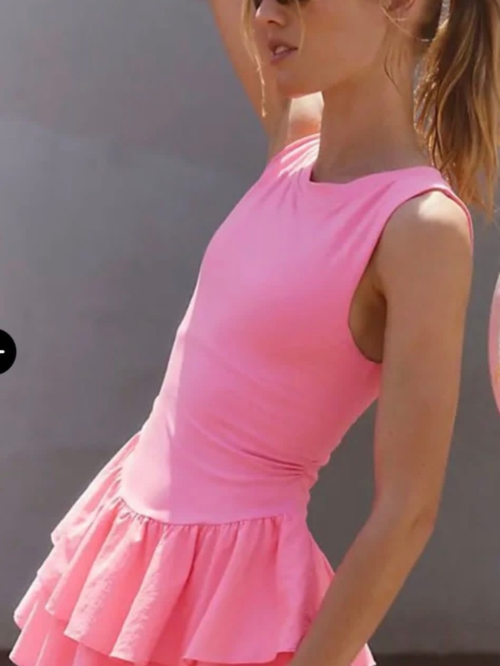 FP Movement by Free People Pink Sleeveless Ruffle Mini Dress